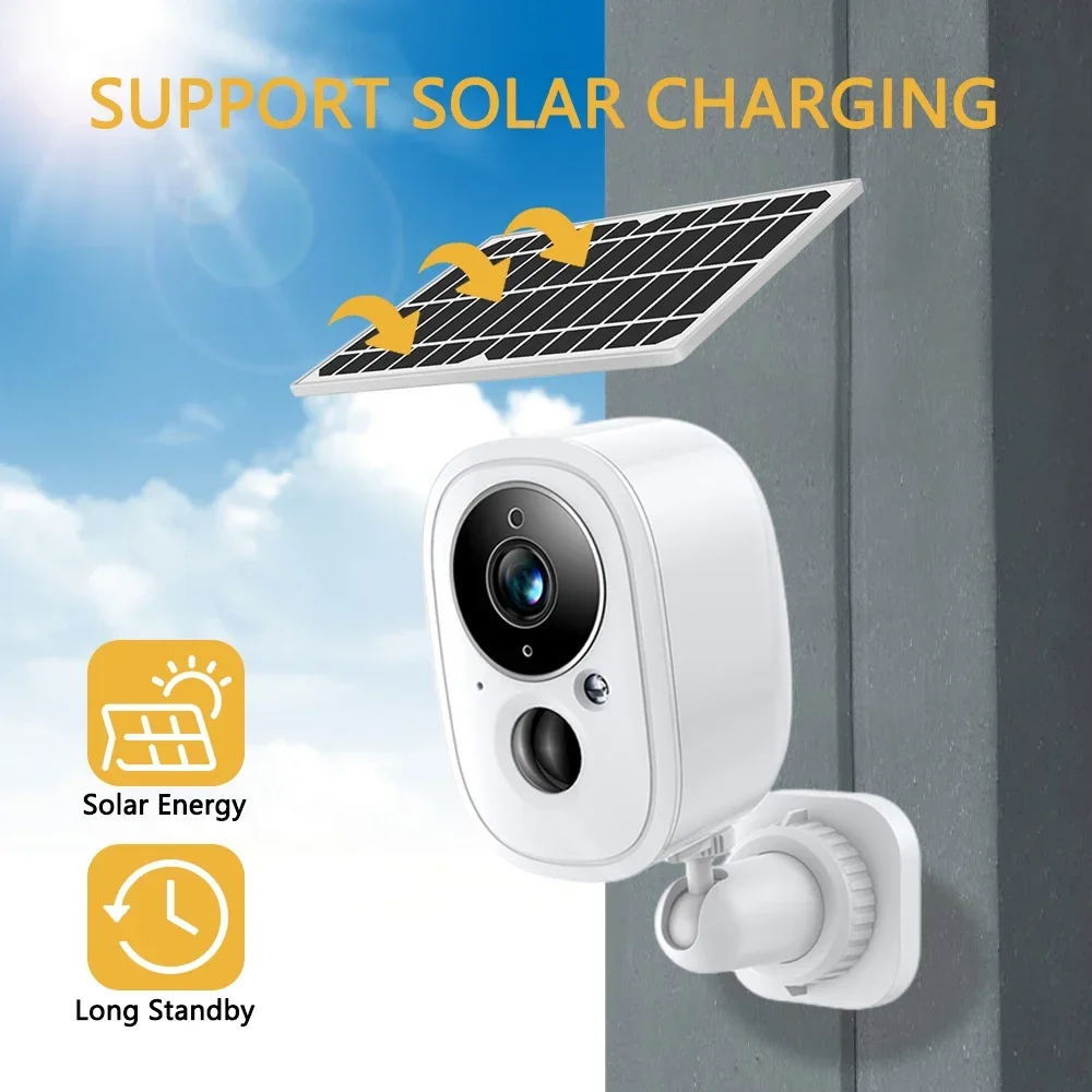 5MP Tuya Battery Powered WiFi IP Camera Cam AI Human PIR Detection 2-Way Audio Solar Powered Security Wireless Camera Smart Life