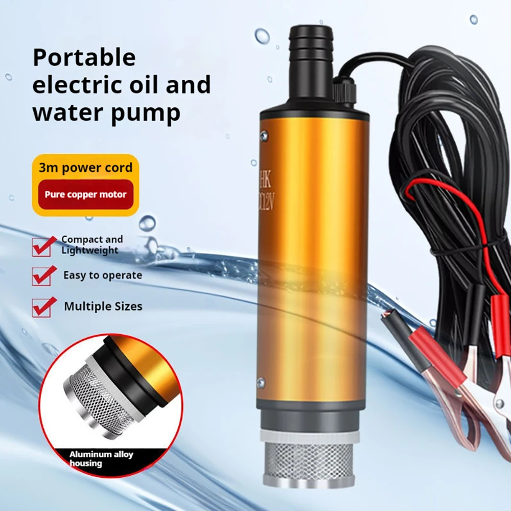 Bomba de transferencia eléctrica para aguas residuales diésel, agua, aceite, coche, Camping, pesca, Kit de bomba de transferencia sumergible, bomba eléctrica de bombeo
