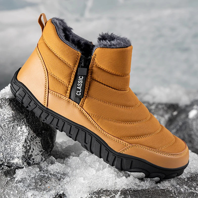 New Winter Booties Outdoor Waterproof Barefoot Boots For Men Ankle Boots Plush Warm Snow Shoes Non-slip Casual Sneakers Big Size