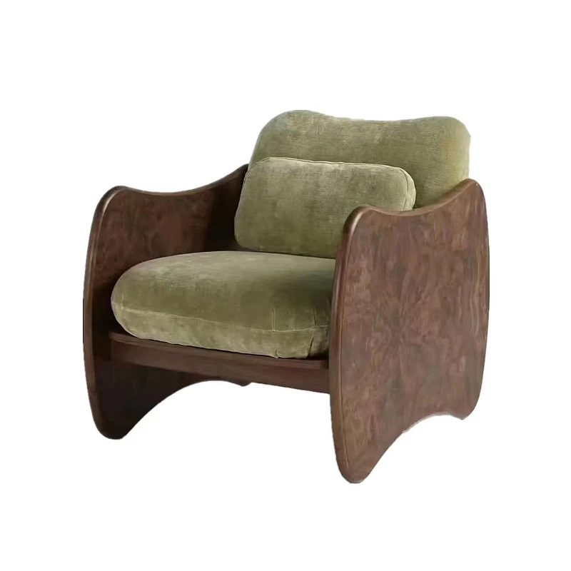 Nordic style designer handmade wood grain curved wood ergonomic environmentally friendly storage single armrest sofa