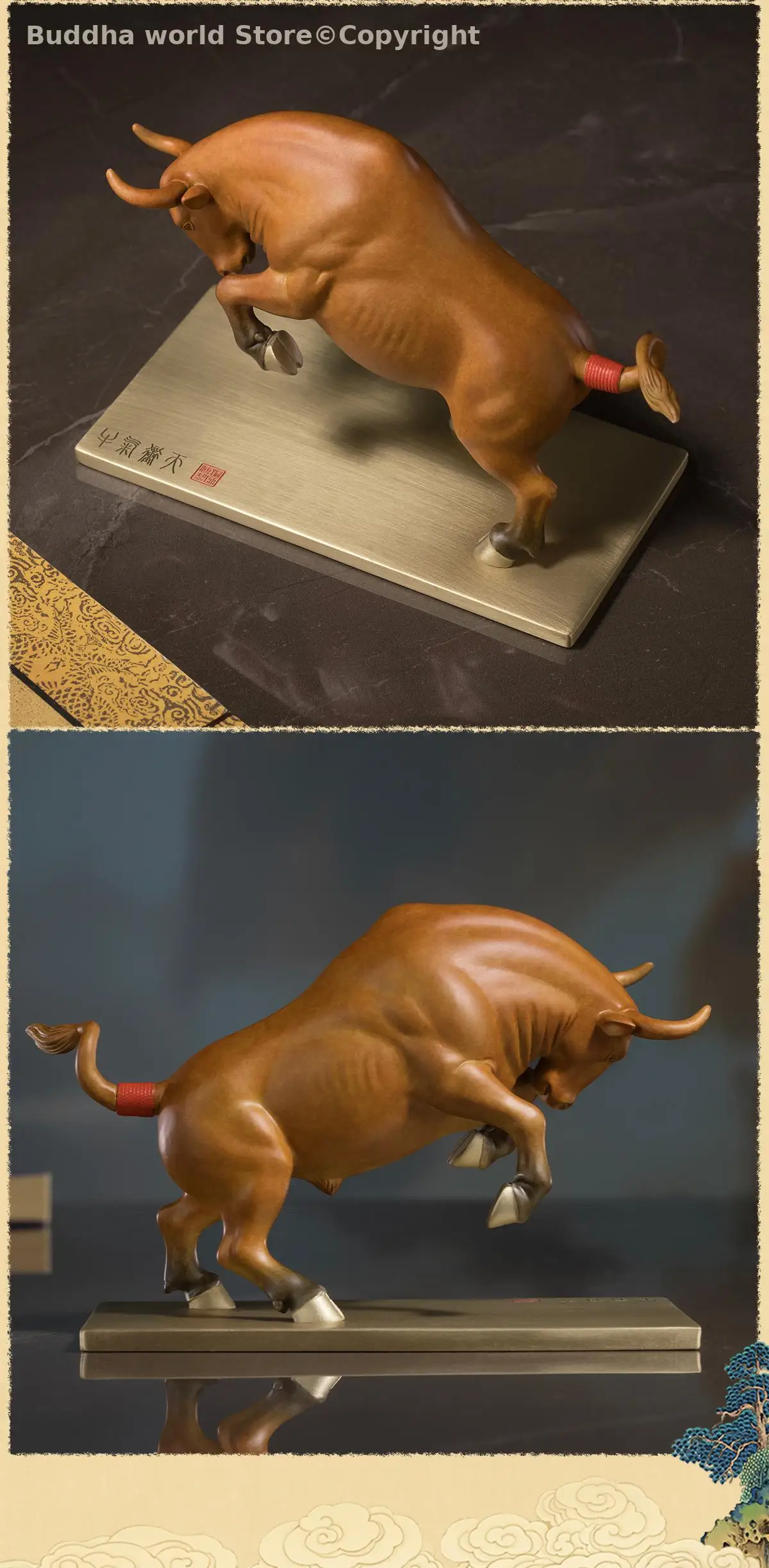 FREE SHIP 2025 new mascot Auspicious propitious Copper ornament Lucky stock market Bull bring Wealth Money Limited Handmade