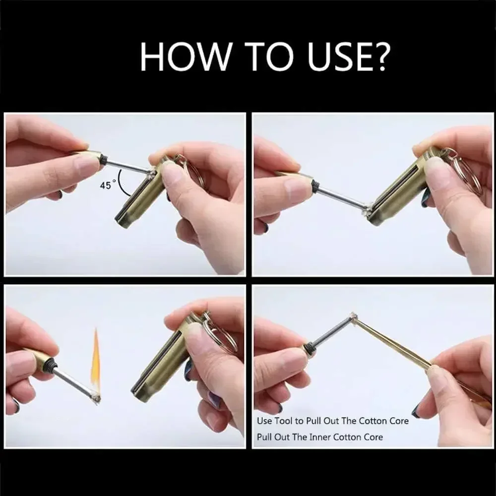 سلسلة المفاتيح المعدنية مباراة أخف المحمولة الرجعية مقاوم للماء أخف معدات بقاء الطوارئ أخف الشواء التخييم الهدايا