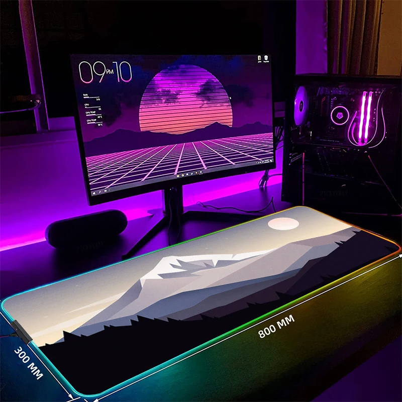 Mount Bright Large RGB Mouse Pad Gaming Mousepad LED Mouse Mat Gamer Mousepads PC Desk Pads RGB Keyboard Mats XXL 35.4x15.7in