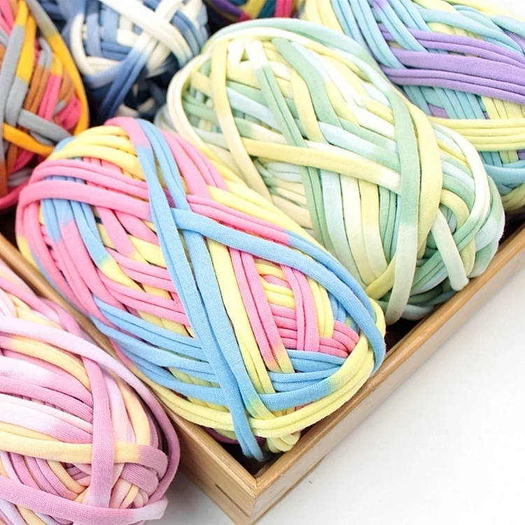 Rainbow Cotton Woven Thread DIY T-Shirt Yarn Crochet Candy Colors Sewing & Knitting Supplies for Bag Blanket Cushion Handmade