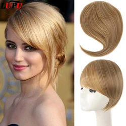 LUPU Synthetic Bangs Hairpiece Clip in the Front Side Bangs Fake Fringe Hair Extensions Blonde Bangs Heat Resistant Fake Hair