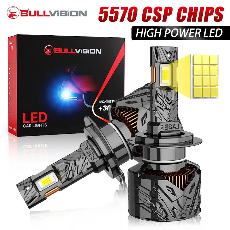 

Bullvision H7 Светодиодные автомобильные фары Лампа H4 H11 H8 H9 9005 9006 9012 HB3 HB4 HIR2 2000 Вт 1000000LM Светодиодный Canbus Супер яркий 12 В