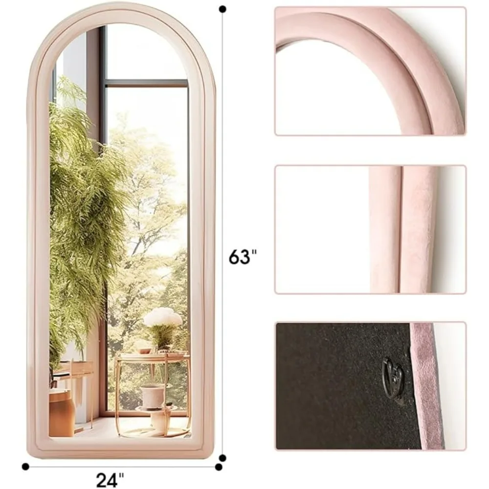 Floor Mirror, Arched Full Length Mirror with Stand, Large Standing Mirror, 63