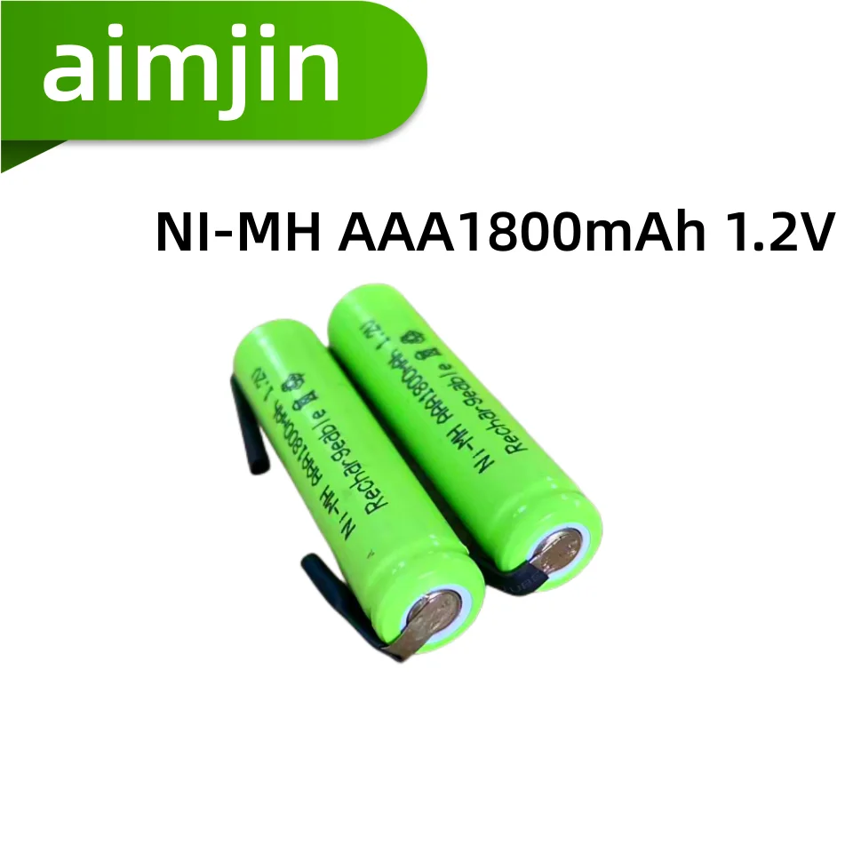 بطارية 1.2 فولت 1800mah ni-mh AAA قابلة للشحن مع علامات التبويب لحام لفيليبس براون ماكينة حلاقة كهربائية الحلاقة فرشاة الأسنان