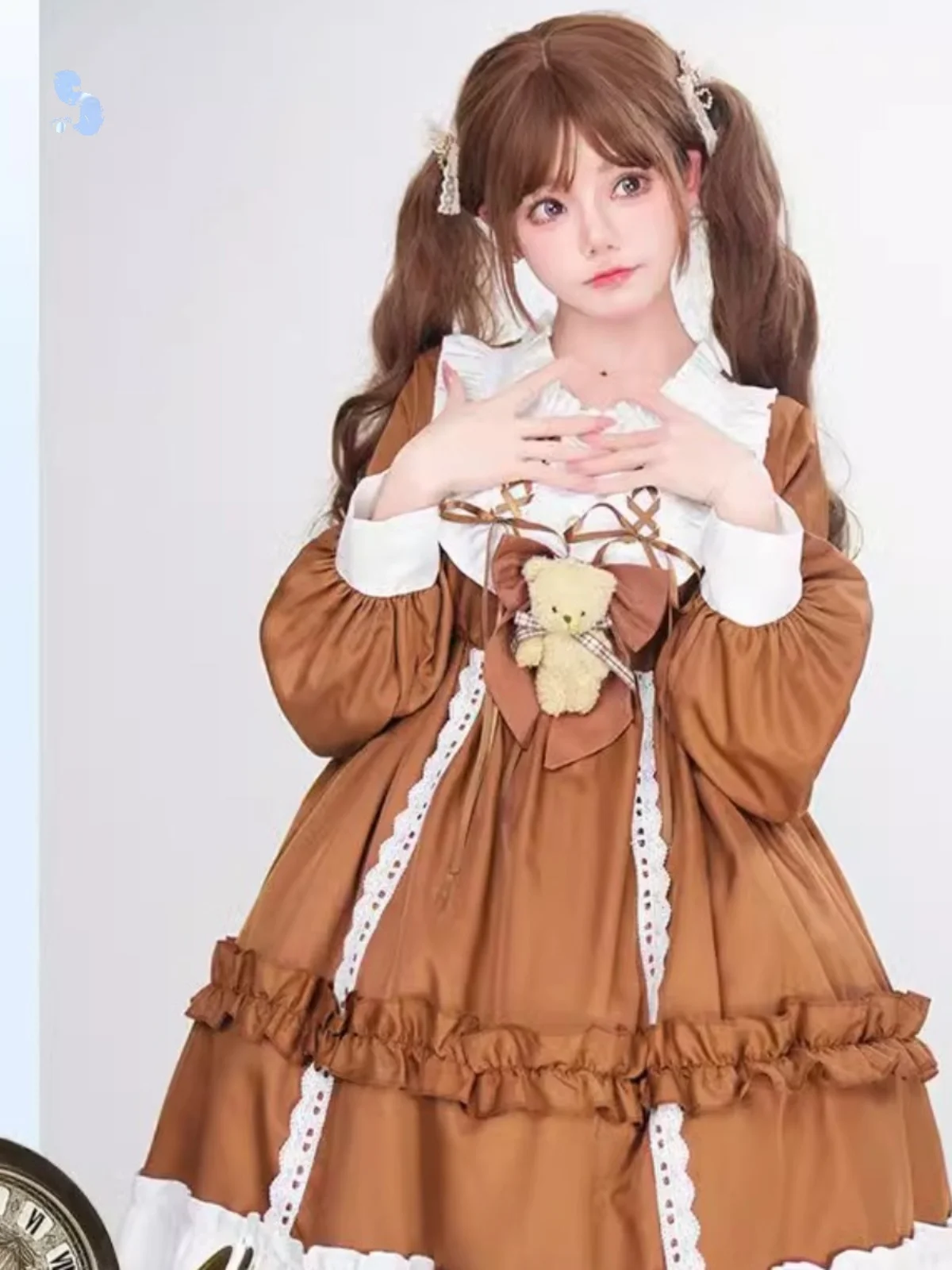 

Cute School Girl Lolita Dr Long Sve Maidsuit Soft Sister Daily Skirt Princ Sle Summer Faionable Chiffon Dr