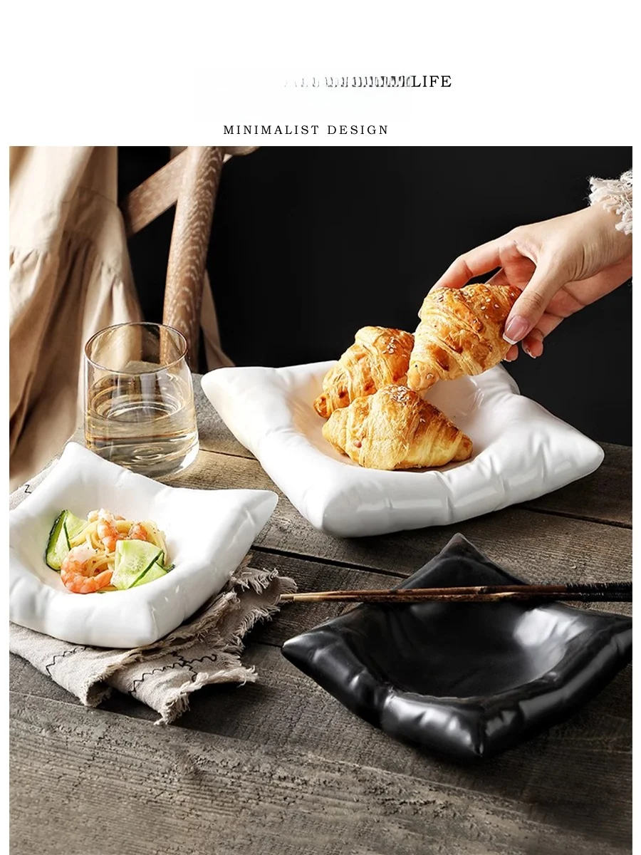 

Tlife Cerc Salad Plate Creative Restaurant Pillow Dert Di Nordic Sle Pure Color Irregular ape Adult Dinnerware