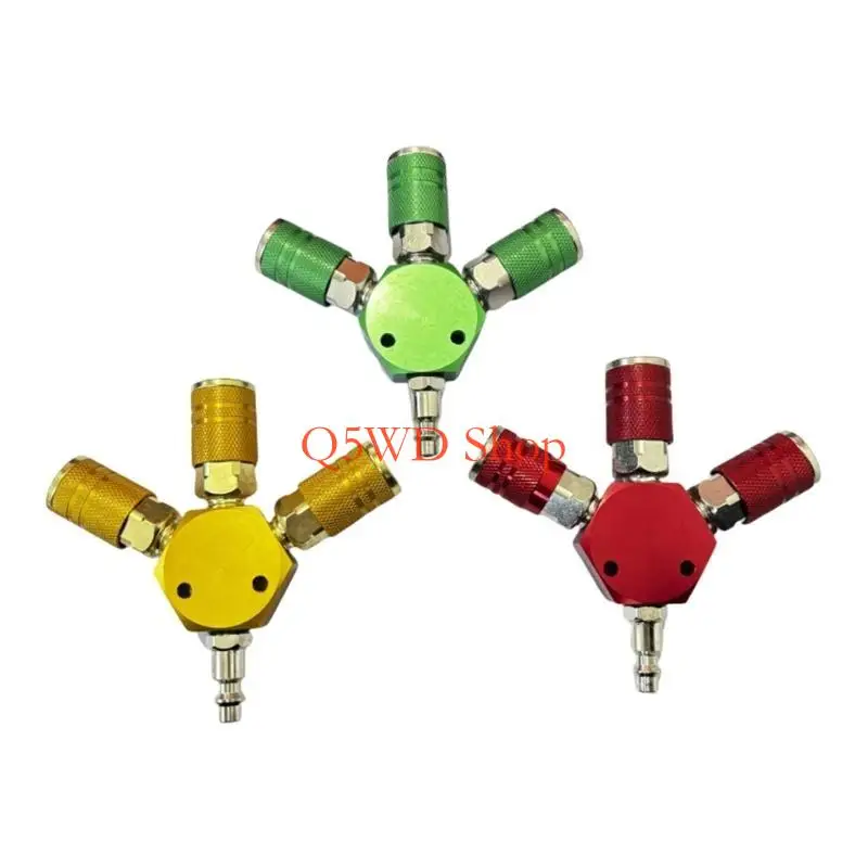 

Q5WD Air Compressor Manifold Splitters 3 Way Quick Connectors Fittings Airtight Industrial Type Air Plug Compressor