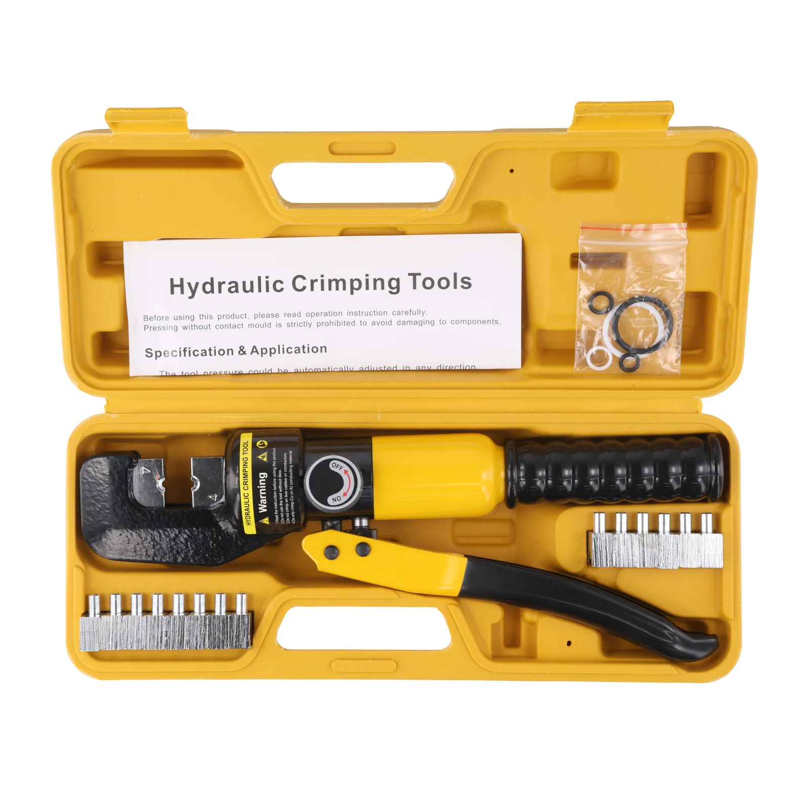 Podofo Hydraulisches Crimpwerkzeug 360 ° Drehbarer Kopf 4/6/10/16/25/35/50/70 10T Hydraulische Kabelschuh-Crimptangenzange Hydraulisches Handcrimpwerkzeug Terminal-Kabel-Draht-Werkzeugset mit rutschfestem Vinylgriff – Detail 9