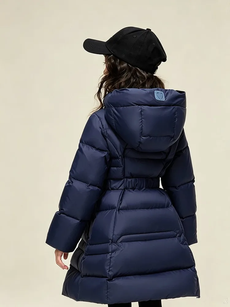 Mädchen-Daunenjacke 90% Weiße Entendaunen mit Kapuze, Tailliert, Anti-Durchdringung, Dick, Warm, Kinder-Winterjacke für kaltes Wetter A5104 – Detail 6