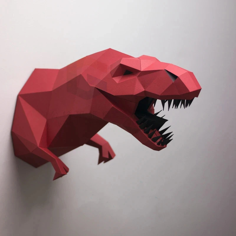 Tyrannosaurus Rex Paper Model Dinosaur Animal DIY Hanging Geometric Papercraft Wall Decor Hallway Ornament 3D Handmade Origami