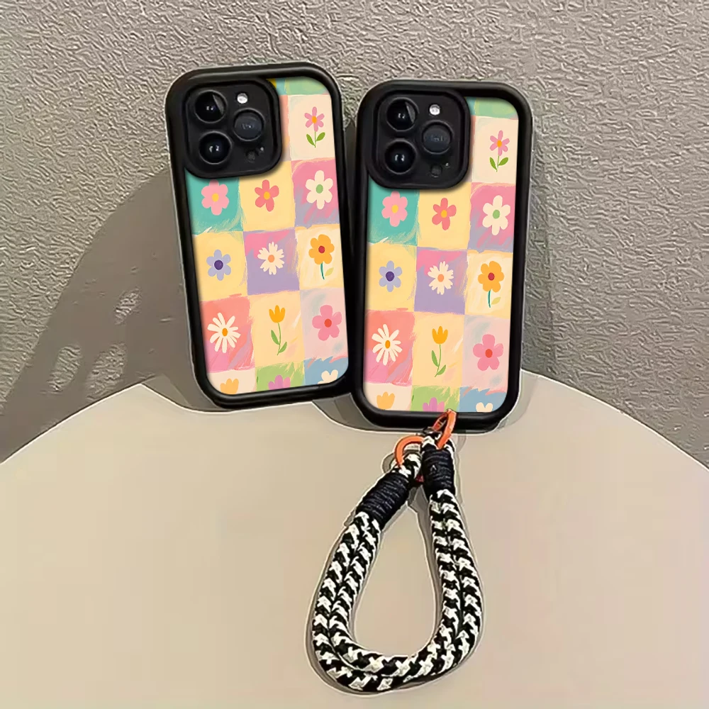 Karierte Gänseblümchen-Riemen-Handyhülle für Samsung Galaxy Note 20 Ultra S24 S25 S26 Plus S24 S23 S22 FE S23 S24 S25 Ultra Cover – Detail 2