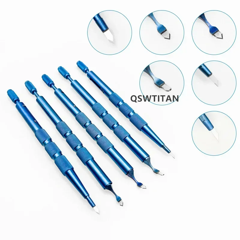 1set Ophthalmic surgery Blades crecent blade elbow straight double lancet Sapphire Keratome blade clear cornea blade