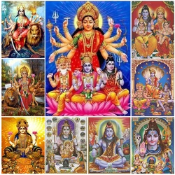 5D indù Ganesha Krishna pittura diamante Vishnu Brahma e Shiva dio indù fai da te diamante mosaico ricamo decorazioni per la casa