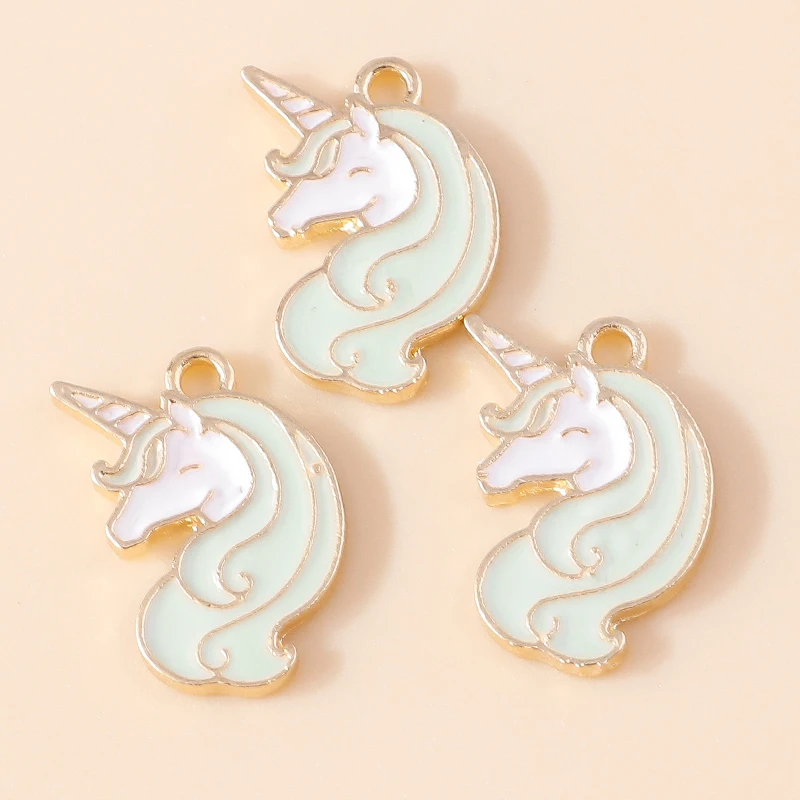 Leslie 10 Stück Emaille Pferd Regenbogen Einhorn Charms Anhänger für DIY handgemachte Ohrringe Armbänder Halsketten Schmuckherstellung Handwerk – Detail 11