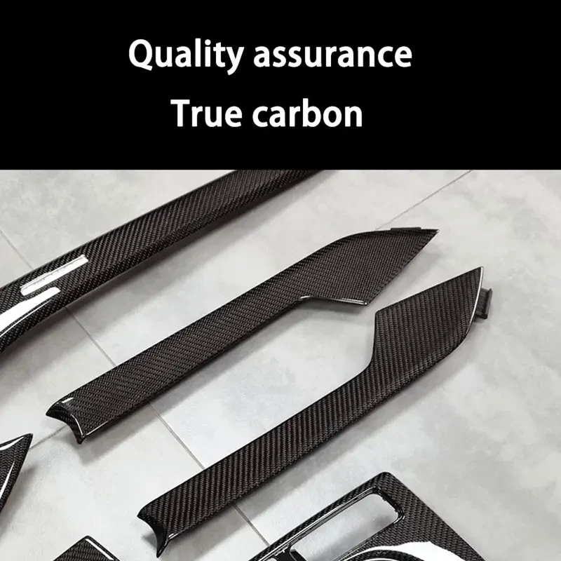 High Quality Carbon Fiber Central Control Shift Panel 7PCS Interior Upgrade For Audi A4 A5 S4 S5 B9 2017-2024