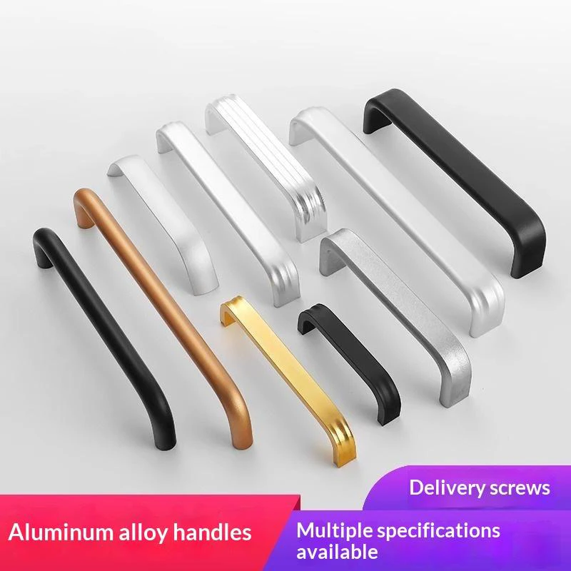Aluminum Alloy Furniture Cabinet Door Handle Drawer Pulls Knobs Multi Size For Wardrobe Cupboard Home Decoration