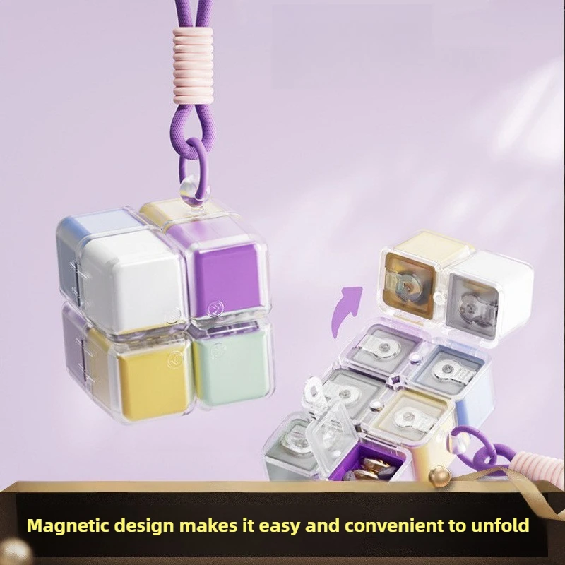 8 Grid Pill Cases Multi Functional Folding Pill Cases Moisture Proof Portable Medicine Storage Box Rubik's Cube Pill Box