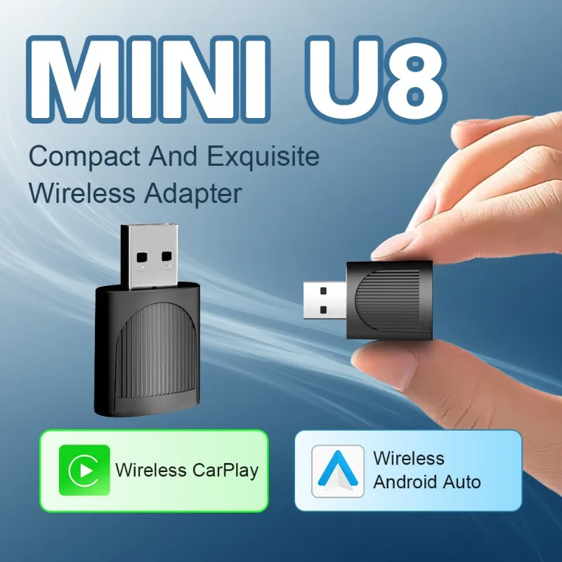 1PC MINI U8 Wired To Wireless CarPlay Car Navigation Recorder Smart Box Plug and Play Screen Mirroring USB Port
