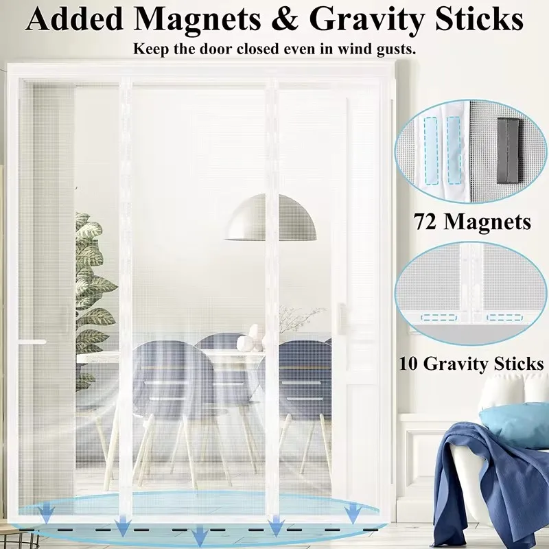 Magnetic Door Screen Mosquito Net Curtain Fly Insect Automatic Closing Invisible Mesh for Kitchen Indoor Living Room  Curtains