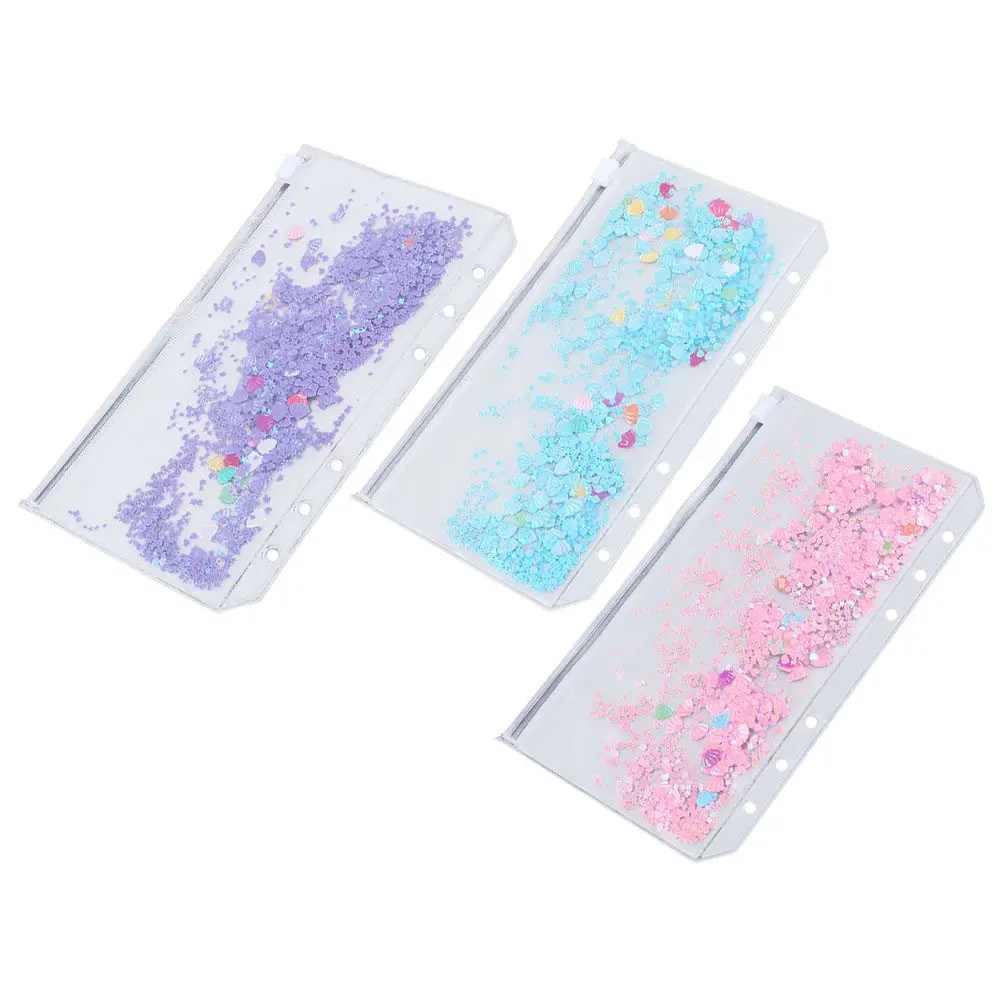 

3Pcs PVC Binder Zipper Pouches Transparent Document Organizer Storage Bags Business Card Ticket Filing Bag Set