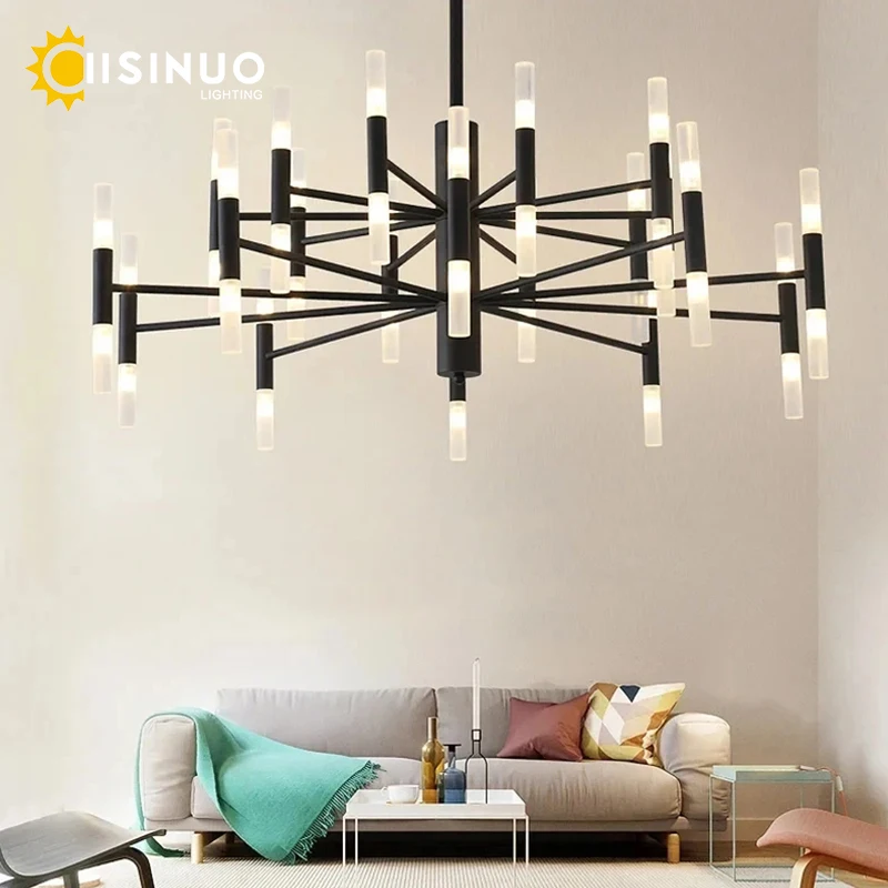 

Multi-Head Branch Chandelier Nordic Luxury Design Ceiling Light Gold/Black LED Art Lighting Fixtures for Living Room Dining Room