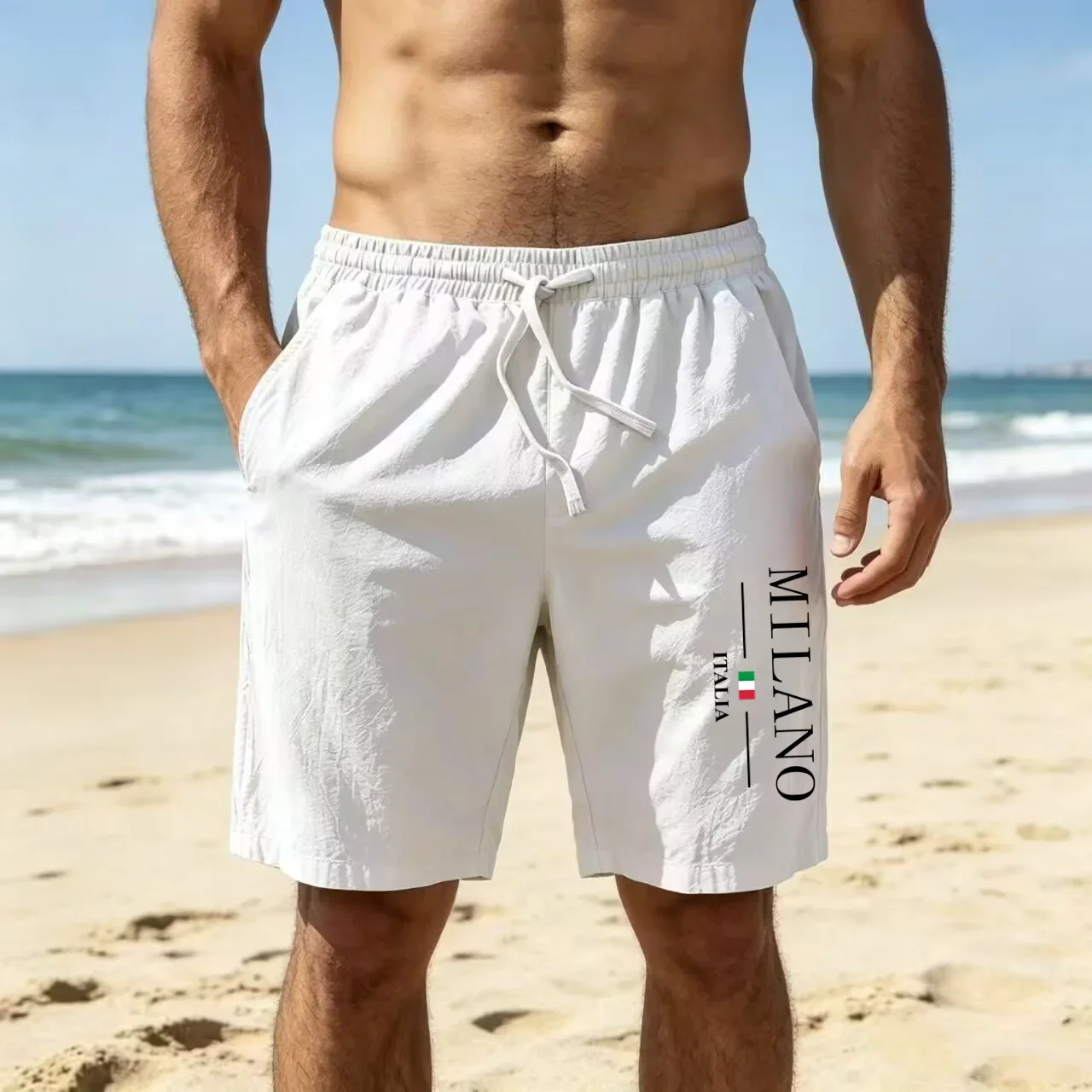 100% Cotton Men Shorts Summer Milan print High Quality Shorts Beach Homme Shorts Casual Fashion Business Short Pant Men