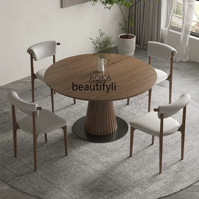 ss 8617 Nordic solid wood round dining table dining table modern simple retro designer talks casual round table