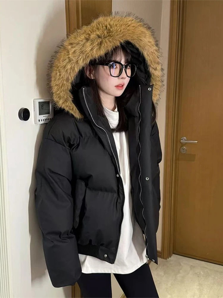 

Мужская зимняя теплая куртка из хлопка с отстегивающимся воротником из искусственной кожи, модная повседневная молодежная куртка для пар