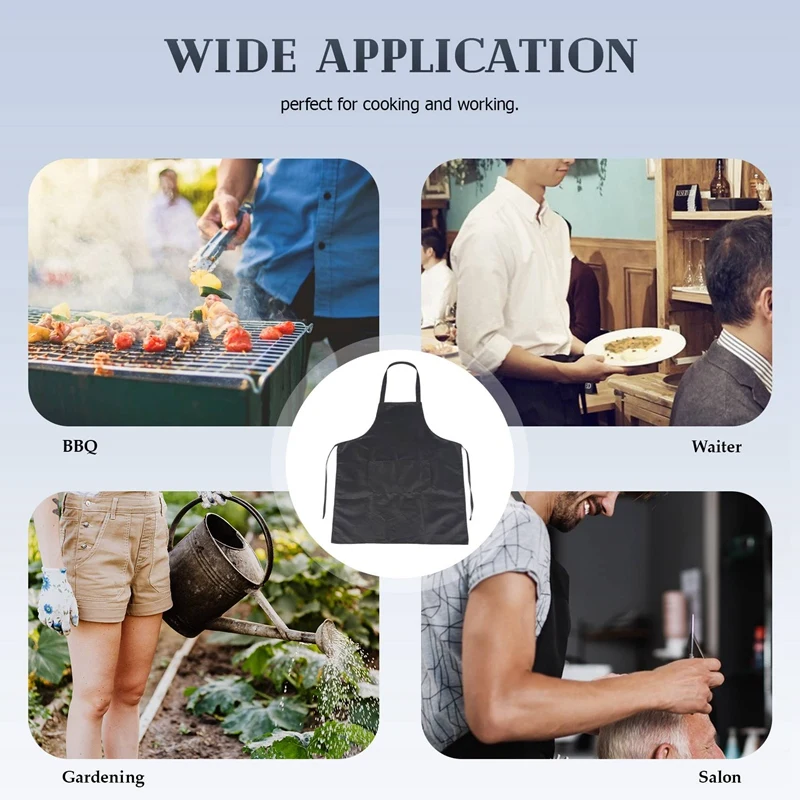 A46T Schlichte Schürze mit Vordertasche, Küche, Kochen, Basteln, Backen, Schwarz