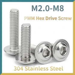 304 Stainless Steel Hexagon Socket Button Head Screws With Collar Bolt ISO7380.2 M2 M2.5 M3 M4 M5 M6 M8