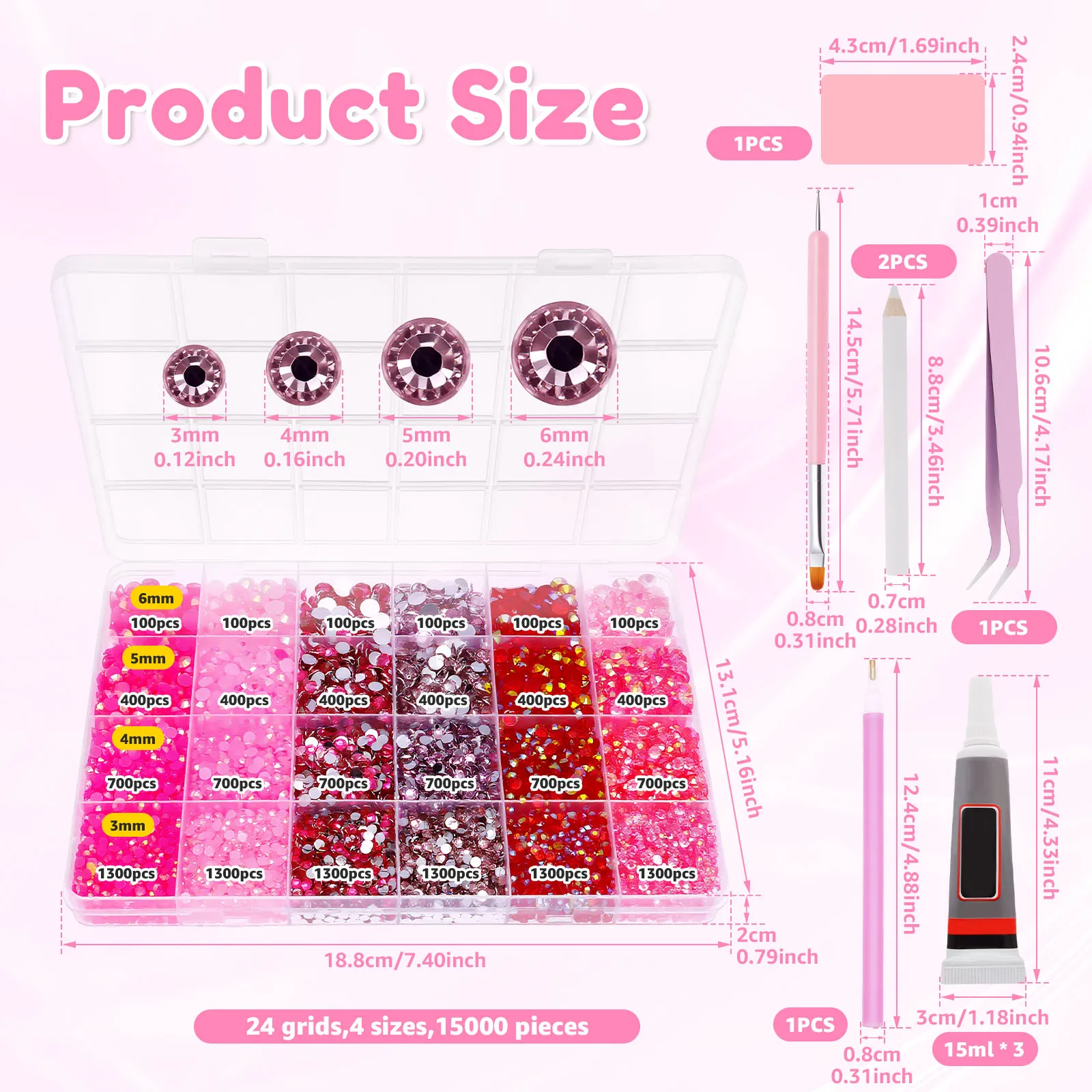 Jelly Resin Rhinestone Imitation Flatback Gems Multi-purpose DIY Jelly Resin Rhinestone Kit with Pickup Pen for Nails Crafting
