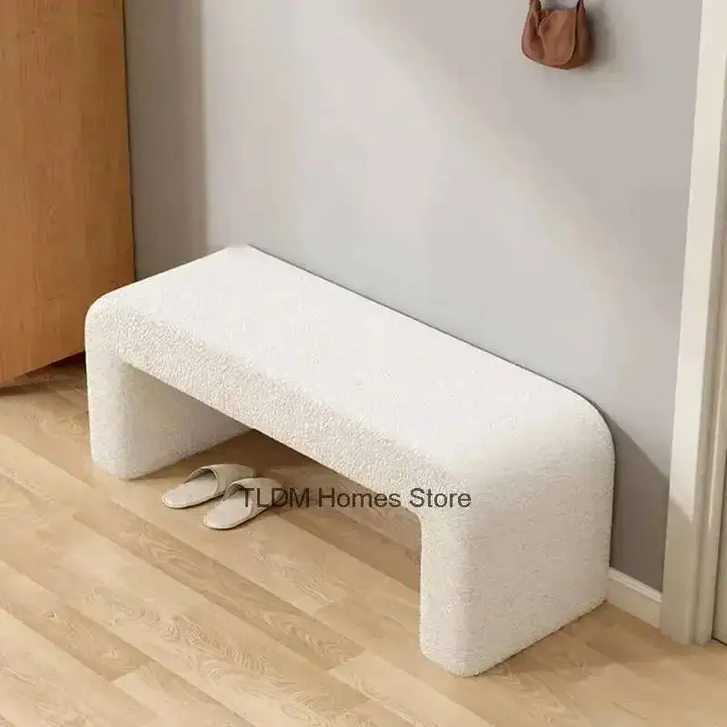 

Furniture Home Stools Designer Fabric Living Nordic Room Sofa Bench Lamb Velvet Ottomans Creative Bedroom Shoe Changing Stools L