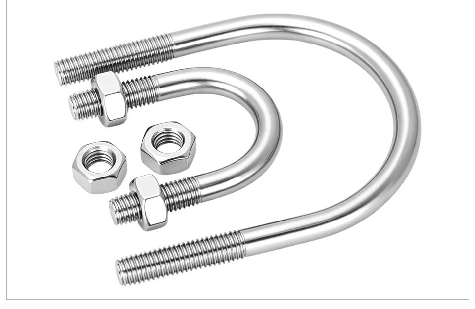 304 Edelstahl U-Bolzen M6 M8 M10 M12, Rohrklemme U-Bolzen mit Muttern und Unterlegscheiben, Hochleistungs-Rohrbefestigungsbefestiger – Detail 8