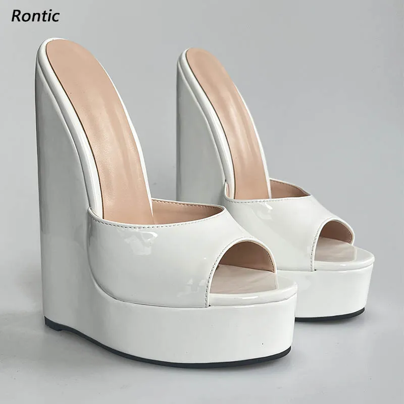 

Женские белые сандалии на платформе Rontic ручной работы - с открытым носком и толстой подошвой - сандалии на танкетке ручной работы, размеры 35-48