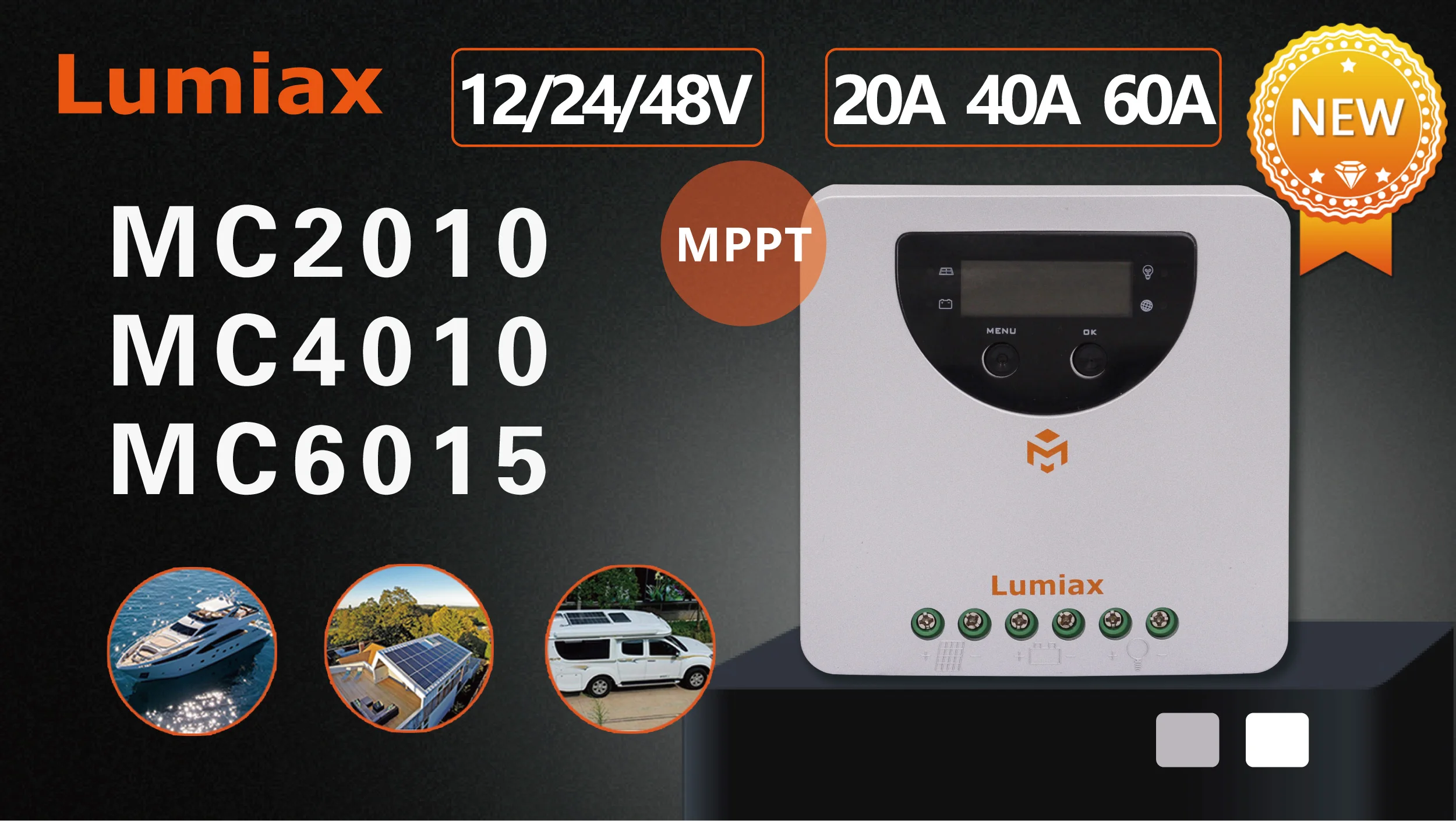 Lumiax regulateur solaire mppt solar charge controller 12/24v 40a  system off grid