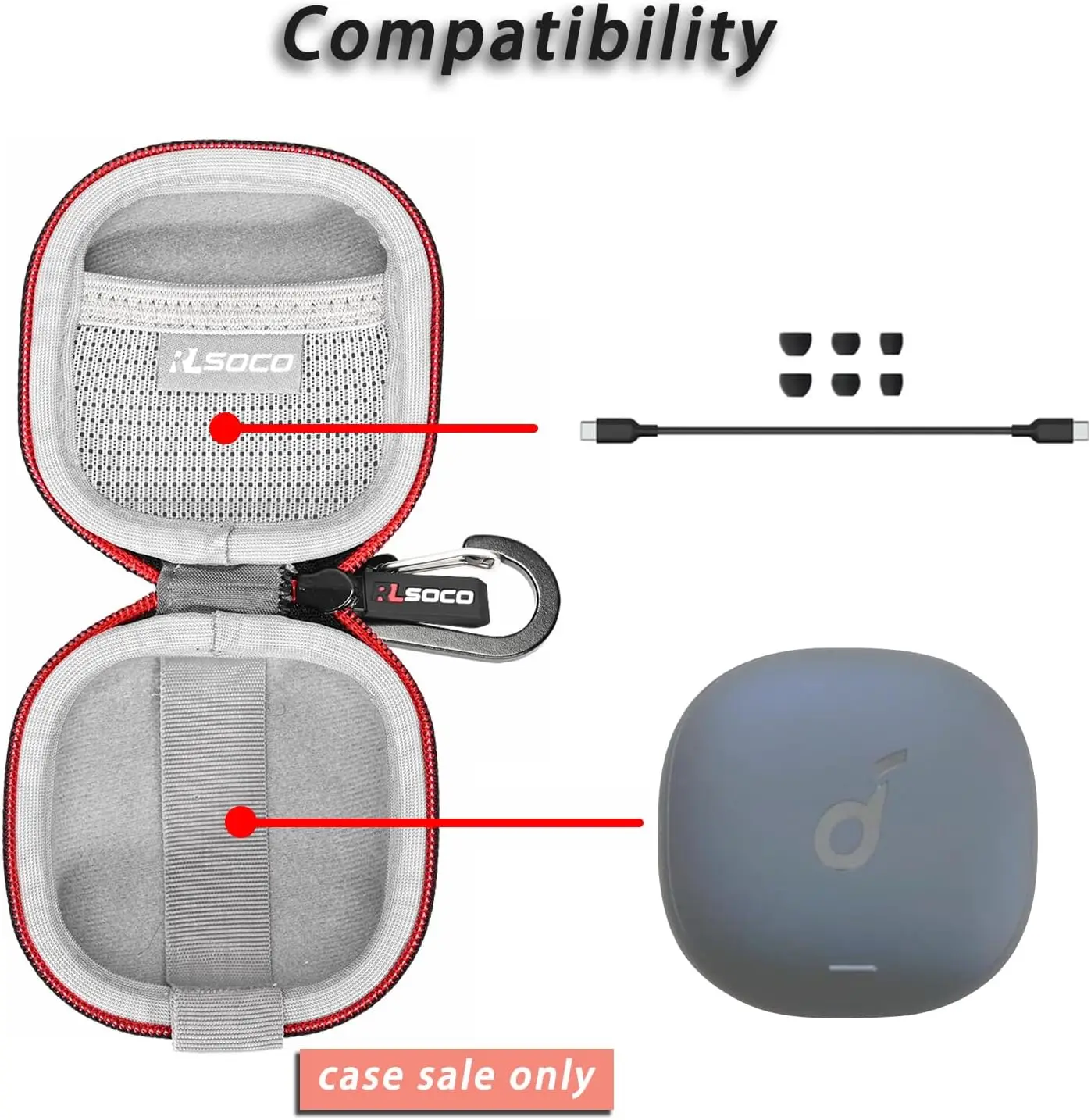 

RLSOCO Hard Case for Anker Soundcore Liberty 4 / Liberty 5 / Liberty Air 2 Pro Noise-Cancelling Wireless Earbuds (Case Only)