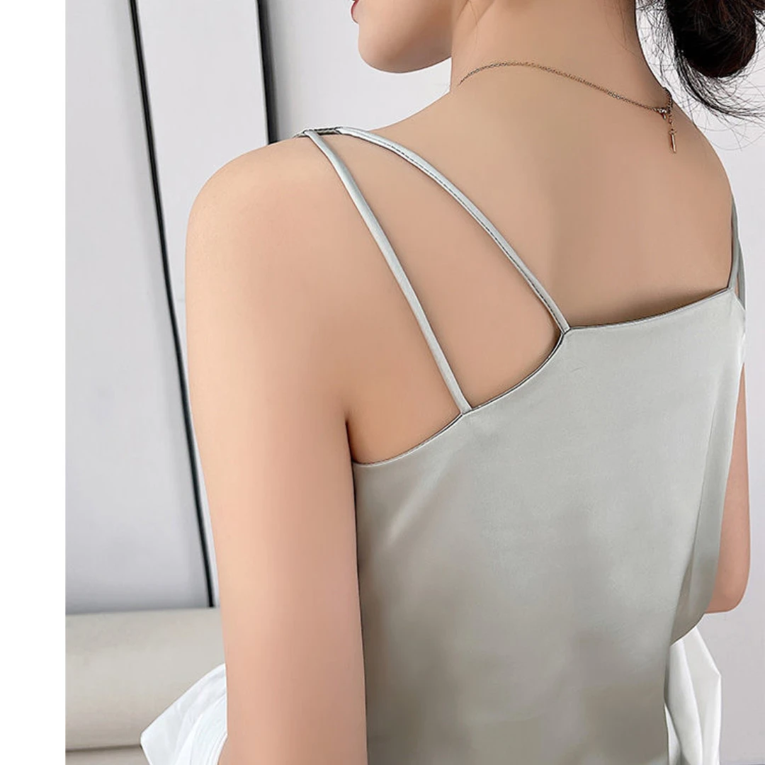 New Tank Top Solid Halter Crop Tops Women Summer Camis Backless Camisole Satin Silk Tee Female Sleeveless Cropped Vest