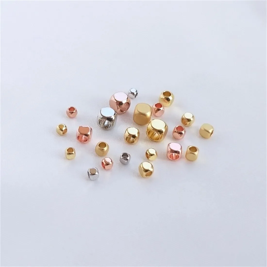 18K Gold-Color White Gold Matte Gold Small Square Beads Loose Beads Square Beads DIY Pearls Crystals Jade Beads Accessories