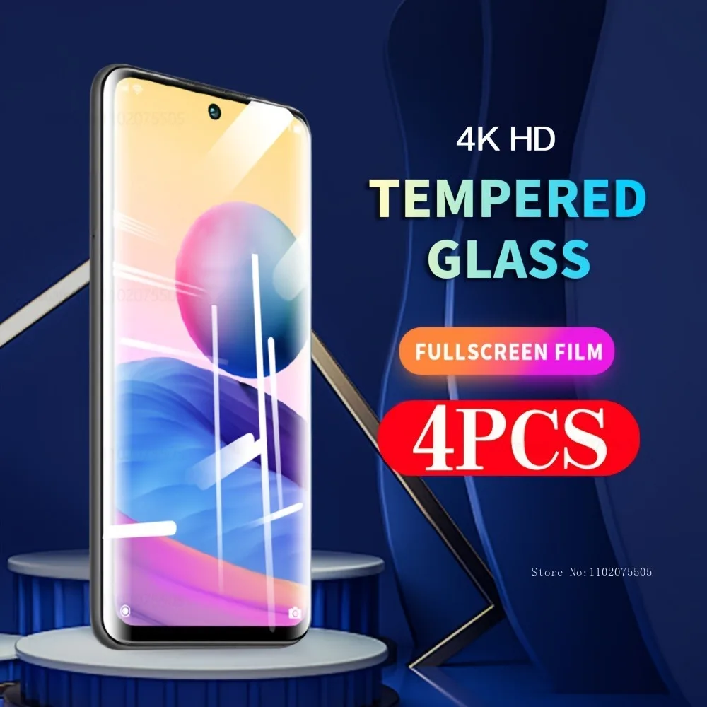 

4Pcs High-Definition Tempered Glass for Xiaomi Redmi Note 10/11/12 Pro 11S 12R Note 9/8/7Pro 8T Note 14/13 Pro+ Screen Protector