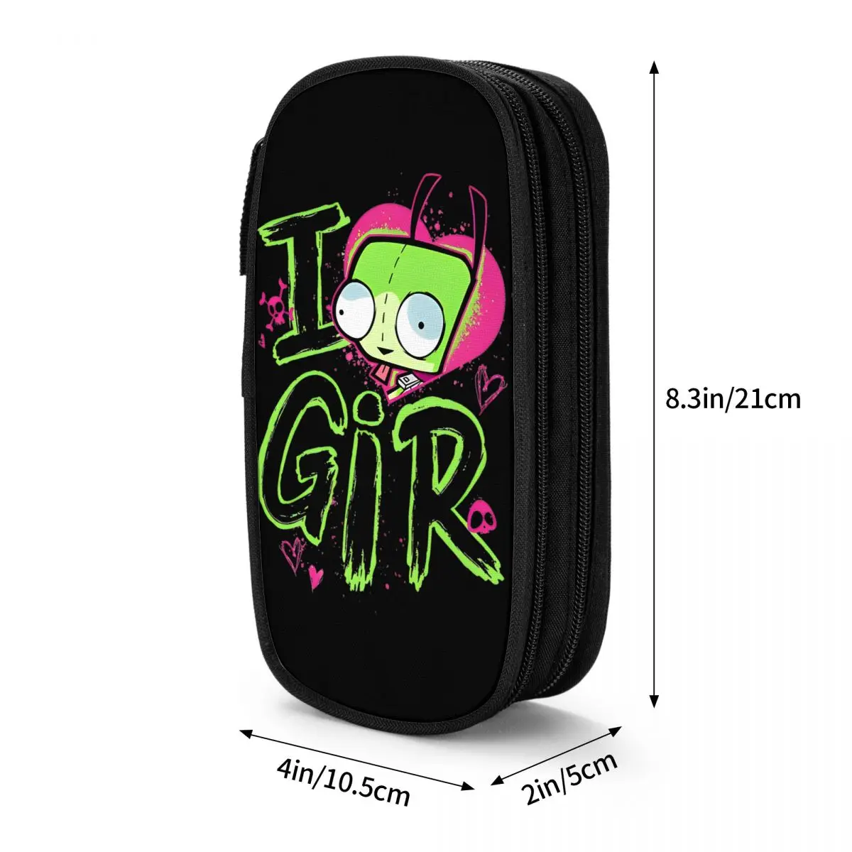 Invader Zim I Love GIR Pencil Cases Pencilcases Pen Holder for Student Big Capacity Bag School Supplies Gifts Stationery