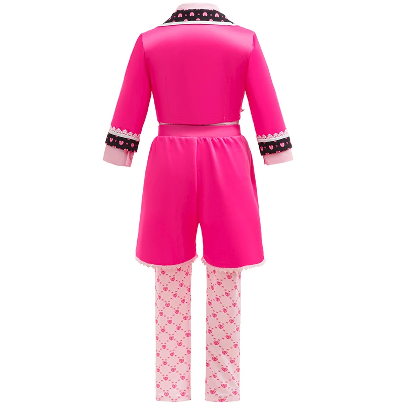 4PCS Girls Pink Princess Costume Kids Movie Coat Shirt Shorts Pants For Children Birthday Party Halloween Performance Dress Up
