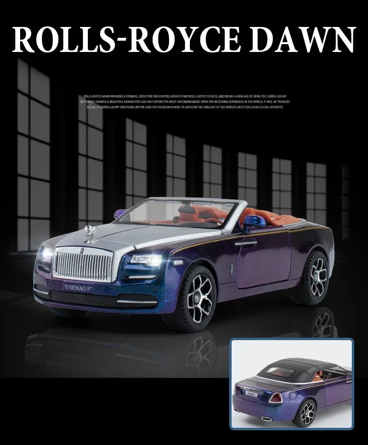 1:24 Rolls Royces Dawn Alloy Luxy Car Model Diecasts Metal Toy Vehicles Car Model Simulation Sound and Light Childrens Toys Gift