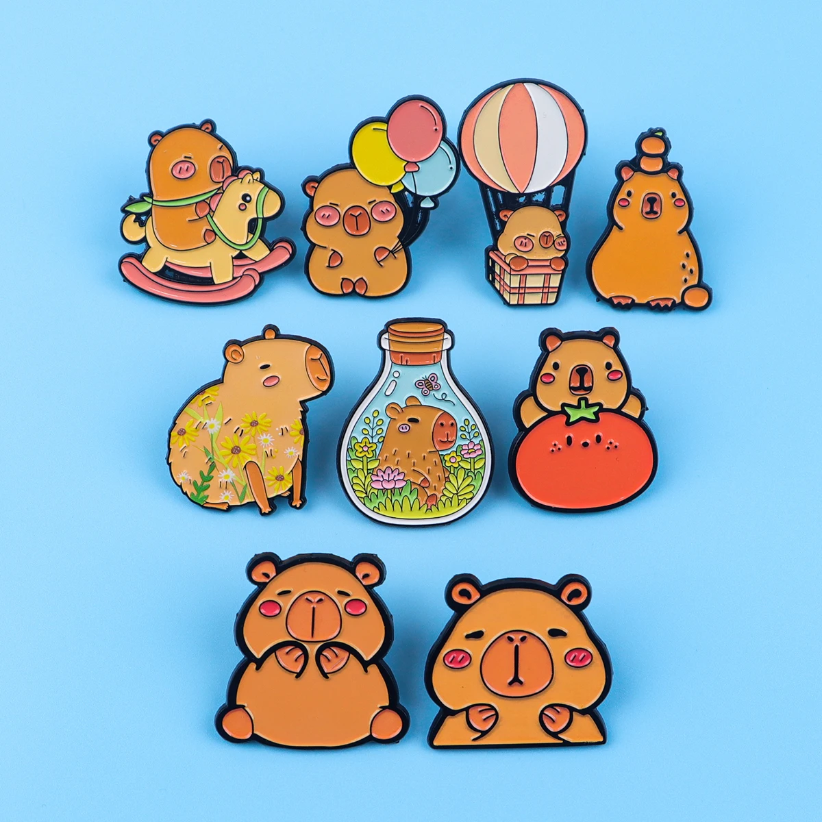 Cute Capybara Enamel Pin Cartoon Animal Brooch Pines Lapel Pins Badge on Backpack Clothing Accessories Creative Jewelry Gifts