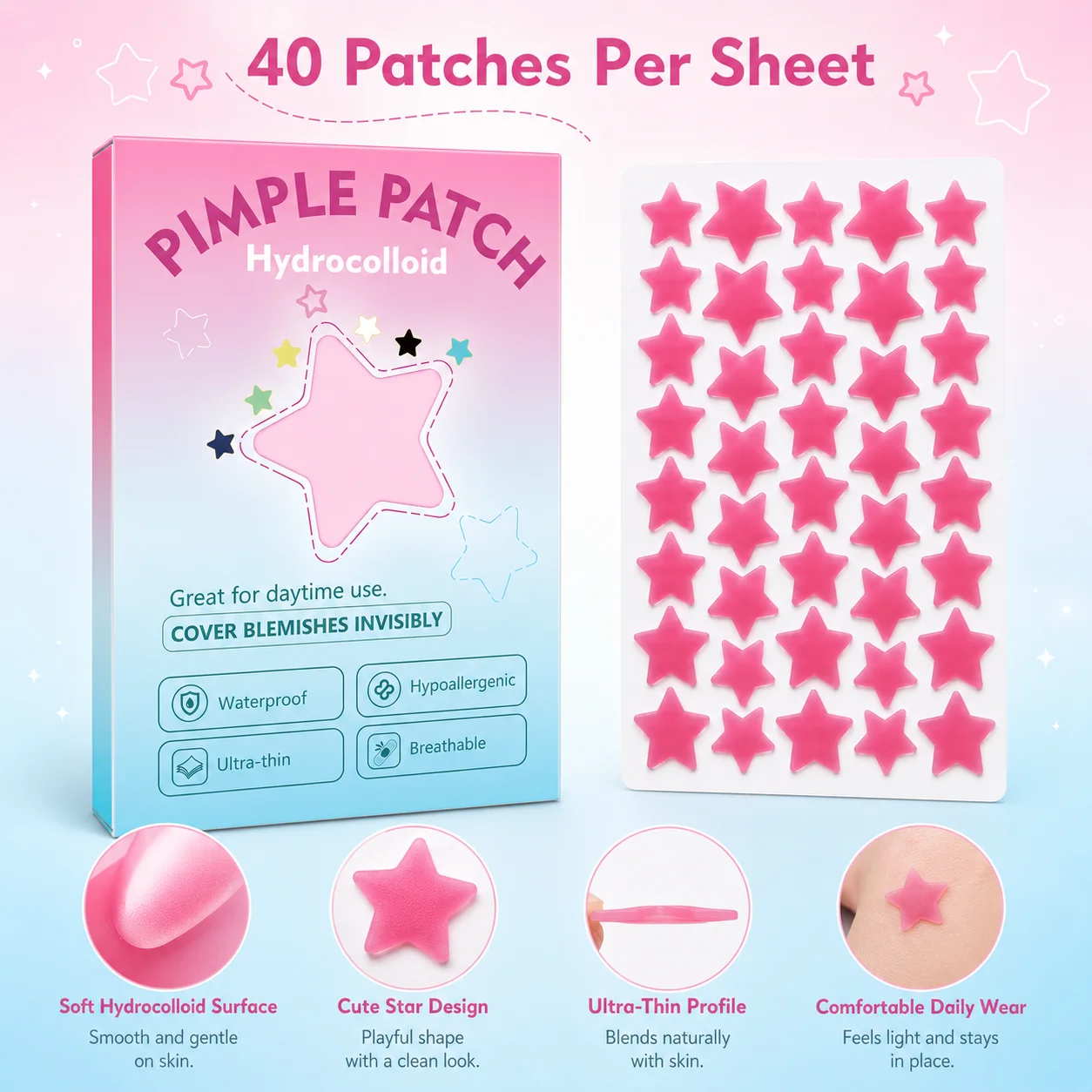แผ่นปิดสิวไฮโดรคอลลอยด์รูปดาว - Hydrocolloid Acne Patch บทวิจารณ์และราคา