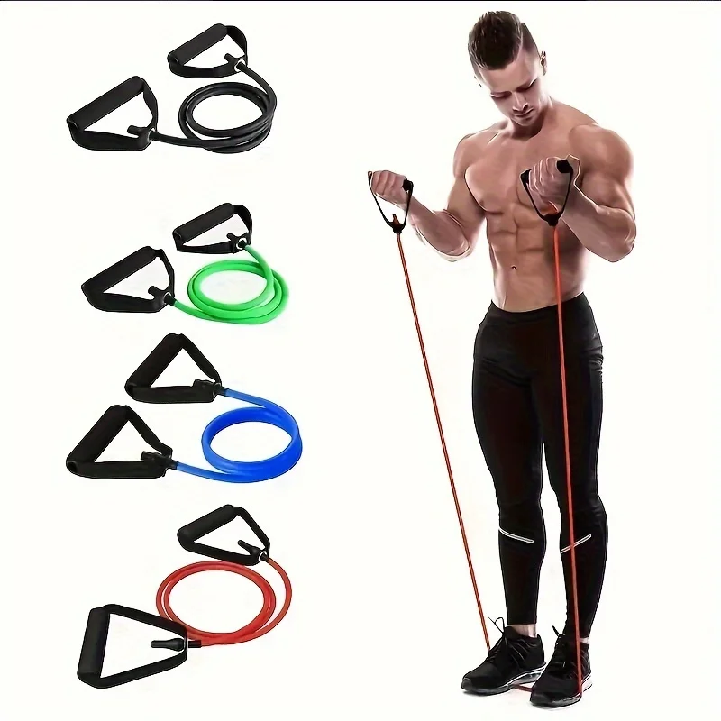 Strengthen Your Muscles with This Durable Yoga Resistance Band - Non-Slip Foam Handle, Gym Sports Fitness Workouts Equipment