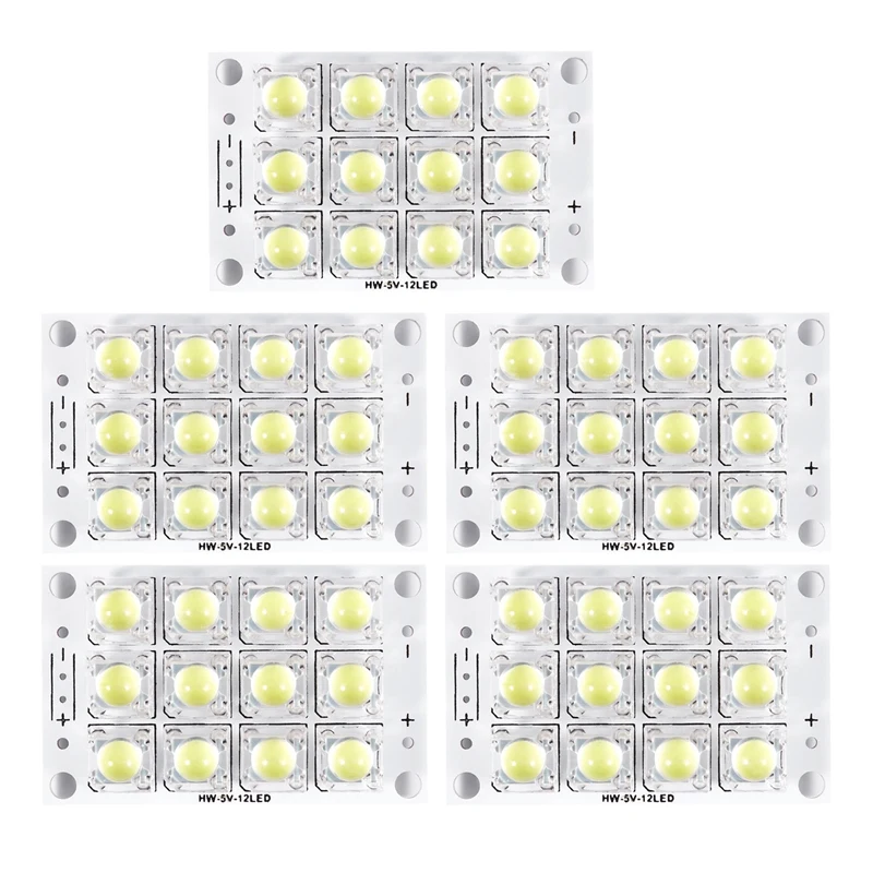 5X New DC 3V 5V 12 LED Super Bright White Piranha LED Circuit Board LED Lights Light Yacht